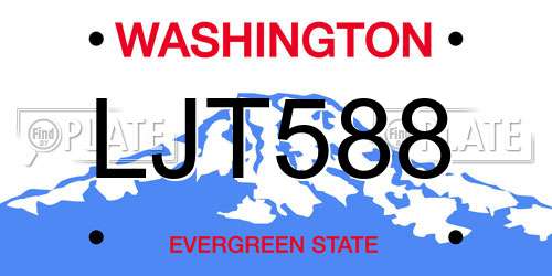 LJT588 Washington License Plate