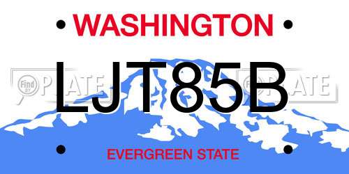 LJT85B Washington License Plate