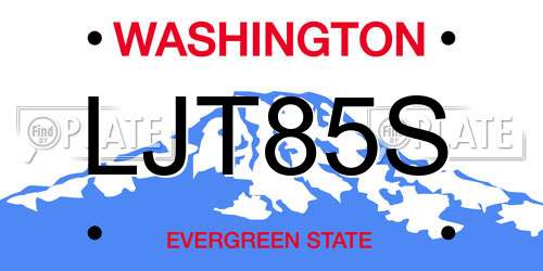 LJT85S Washington License Plate