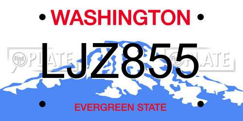 LJZ855 Washington License Plate