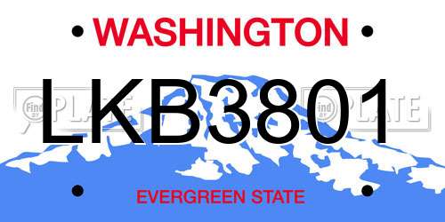 LKB3801 Washington License Plate