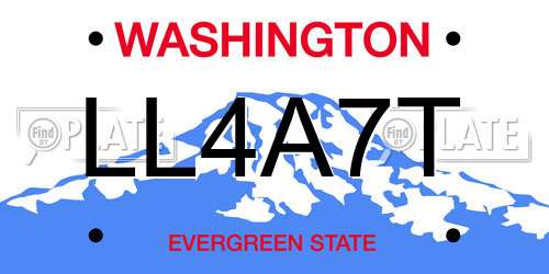 LL4A7T Washington License Plate