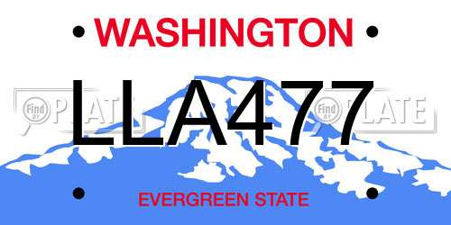 LLA477 Washington License Plate
