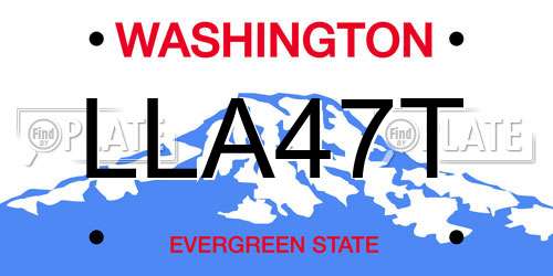 LLA47T Washington License Plate