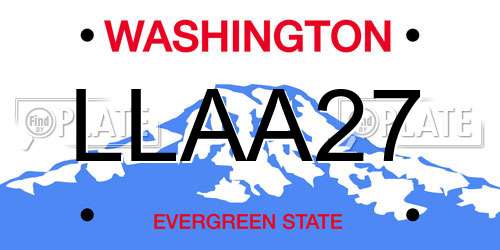 LLAA27 Washington License Plate