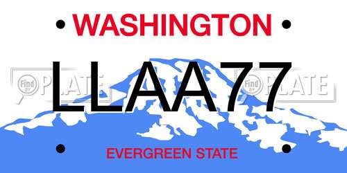 LLAA77 Washington License Plate