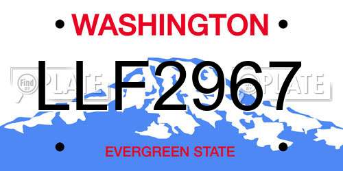 LLF2967 Washington License Plate