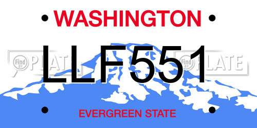 LLF551 Washington License Plate