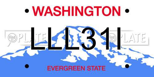 LLL31I Washington License Plate