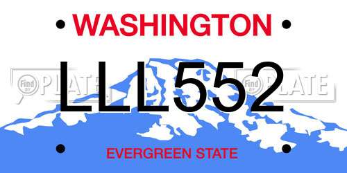 LLL552 Washington License Plate