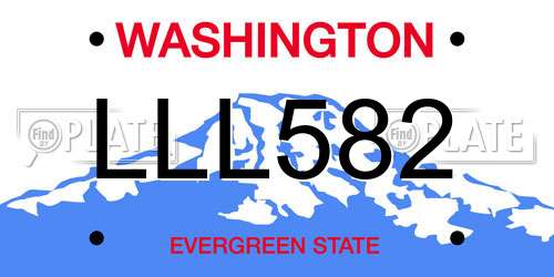 LLL582 Washington License Plate