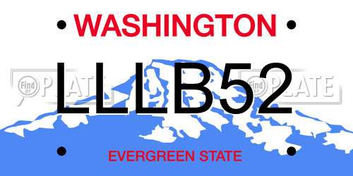 LLLB52 Washington License Plate