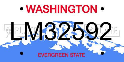 LM32592 Washington License Plate