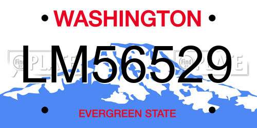 LM56529 Washington License Plate