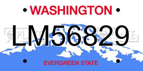 LM56829 Washington License Plate