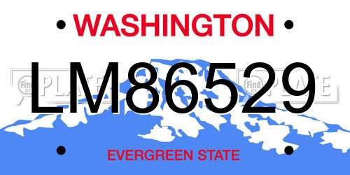 LM86529 Washington License Plate