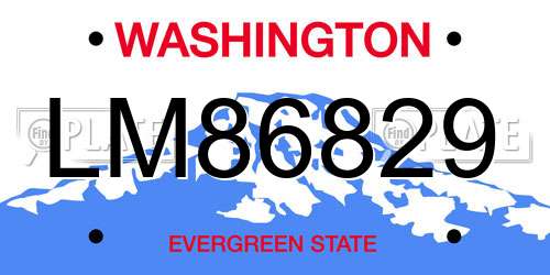 LM86829 Washington License Plate
