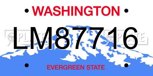 LM87716 Washington License Plate