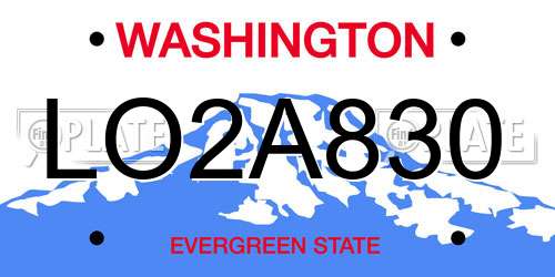 LO2A830 Washington License Plate