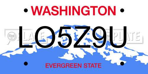 LO5Z9U Washington License Plate