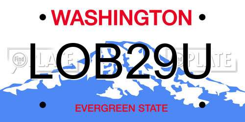 LOB29U Washington License Plate