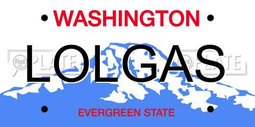 LOLGAS Washington License Plate