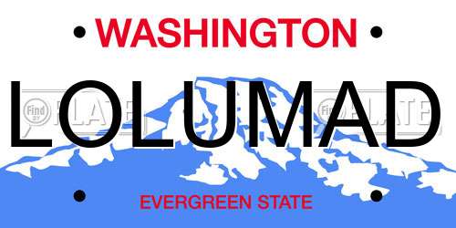 LOLUMAD Washington License Plate