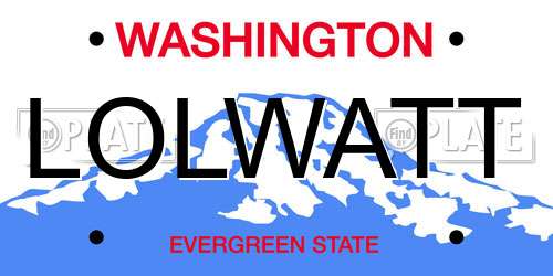 LOLWATT Washington License Plate