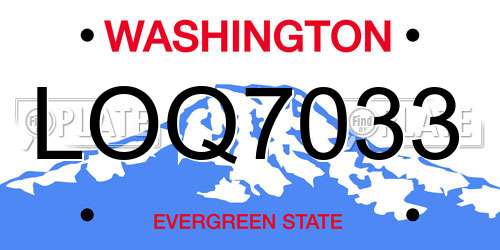 LOQ7033 Washington License Plate