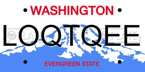 LOQTQEE Washington License Plate