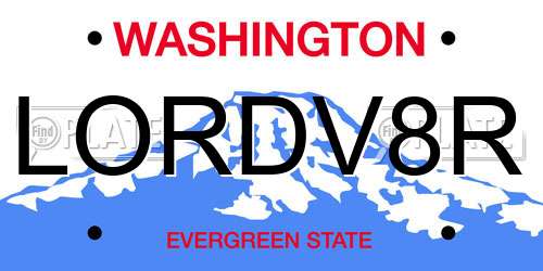 LORDV8R Washington License Plate