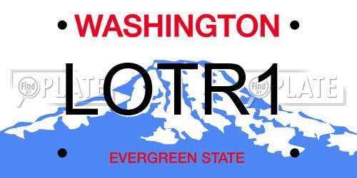 LOTR1 Washington License Plate