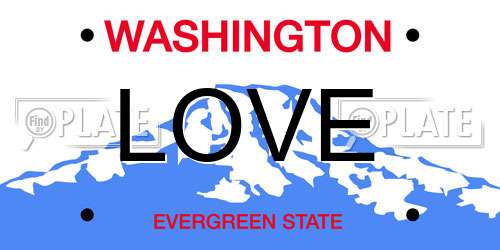 LOVE Washington License Plate
