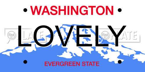 LOVELY Washington License Plate