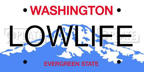 LOWLIFE Washington License Plate