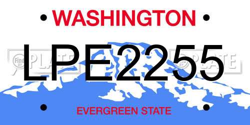LPE2255 Washington License Plate