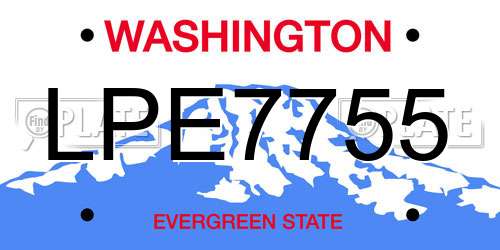 LPE7755 Washington License Plate