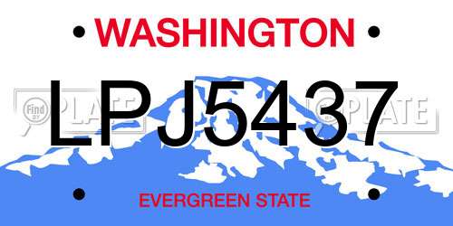 LPJ5437 Washington License Plate