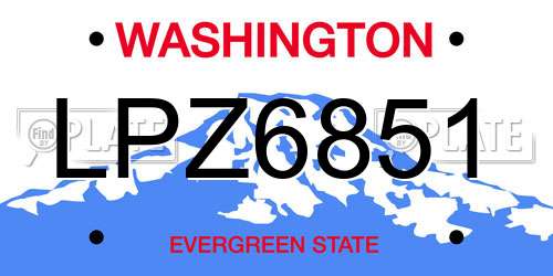 LPZ6851 Washington License Plate