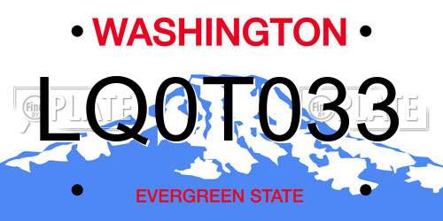 LQ0T033 Washington License Plate