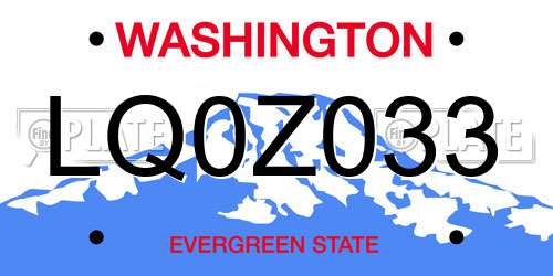 LQ0Z033 Washington License Plate