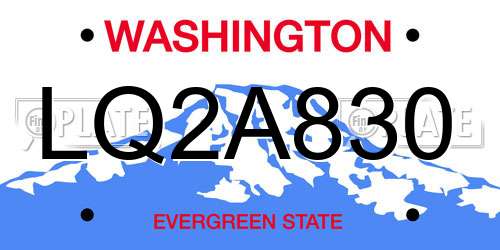 LQ2A830 Washington License Plate