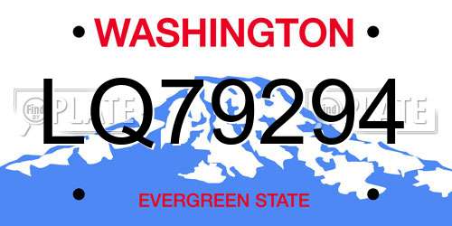 LQ79294 Washington License Plate
