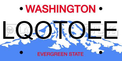 LQOTOEE Washington License Plate