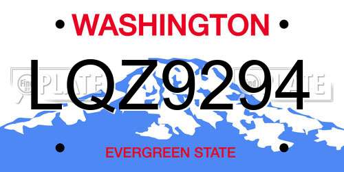 LQZ9294 Washington License Plate