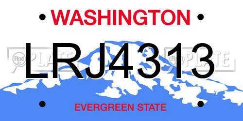 LRJ4313 Washington License Plate