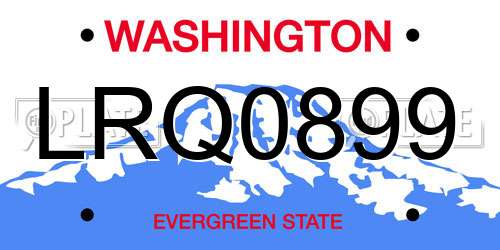 LRQ0899 Washington License Plate