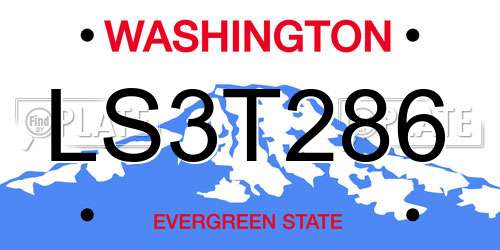 LS3T286 Washington License Plate