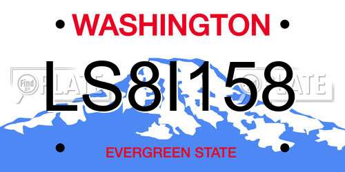 LS8I158 Washington License Plate