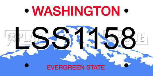LSS1158 Washington License Plate